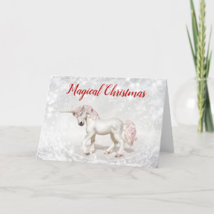 Cartão De Festividades Sparkly Magical Unicorn Christmas