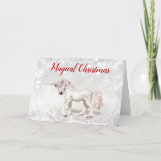 Cartão De Festividades Sparkly Magical Unicorn Christmas