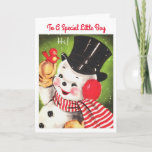 Cartão De Festividades Special Little Boy<br><div class="desc">Adorable, vintage snowman saying Hi to his bird friend is featured on this Christmas greeting card for a boy. Front of card reads, "To A Special Little Boy" and the inside reads, "May all the joy you bring to others fill your Christmas and the New Year"! A cute card to...</div>