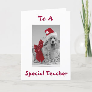 CARTÃO DE FESTIVIDADES ***SPECIAL TEACHER*** SPANIEL WISHES AT CHRISTMAS