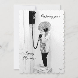 Cartão De Festividades Speedy Recovery,  Child, Old Phone, B&W Art