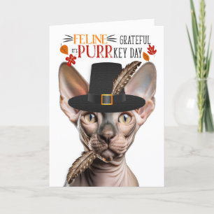 Cartão De Festividades Sphynx Hairless Cat Grateful para PURRkey Day