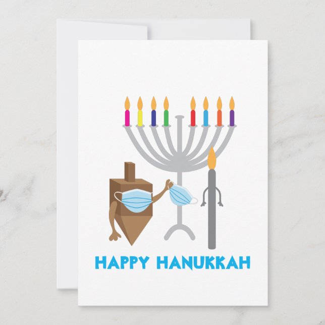 Cartão De Festividades Spinning top and Candle with face mask (Frente)