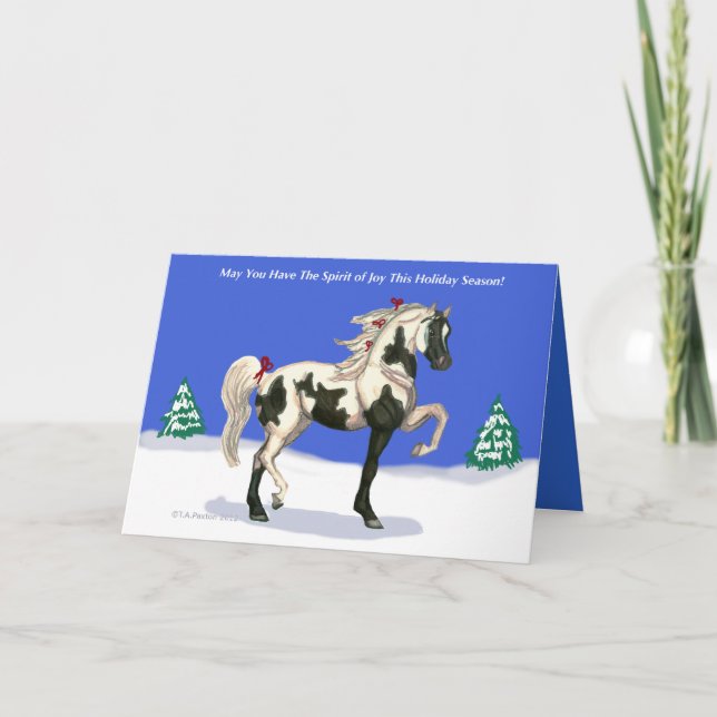 Cartão De Festividades Spirit of Joy Arabian Pinto Horse Christmas Card (Frente)
