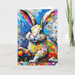 Cartão De Festividades Splatter Palette Easter Bunny com Ovos