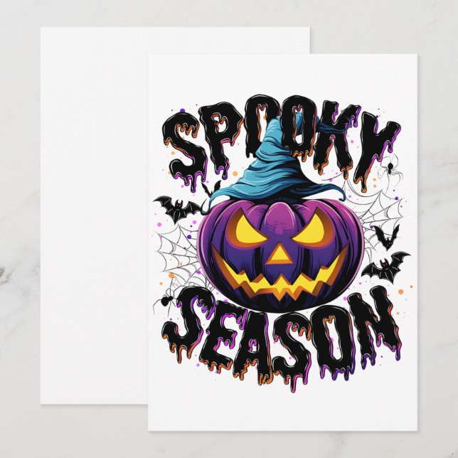Cartão De Festividades Spooky Season Brew - Pumpkin com uma mordida (Frente/Verso)