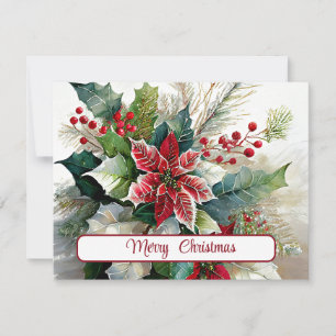 Cartão De Festividades Spray de Natal aquarela personalizado