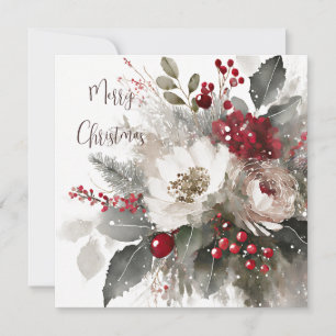 Cartão De Festividades Spray de Natal aquarela vintage personalizado