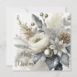 Cartão De Festividades Spray de Natal prateado e dourado personalizado