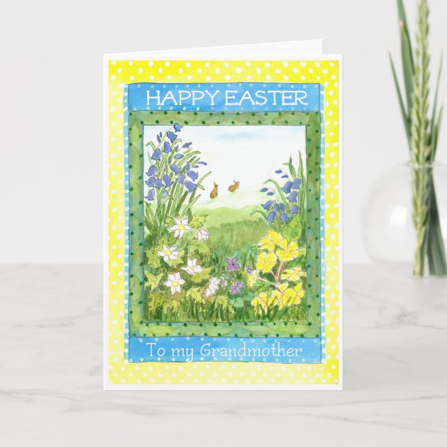 Cartão De Festividades Spring Flowers Easter Card for a Grandmother (Frente)