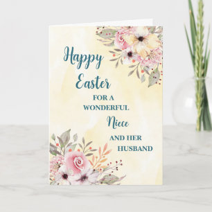 Cartão De Festividades Spring Flowers Felz pascoa Niece e Seu Marido