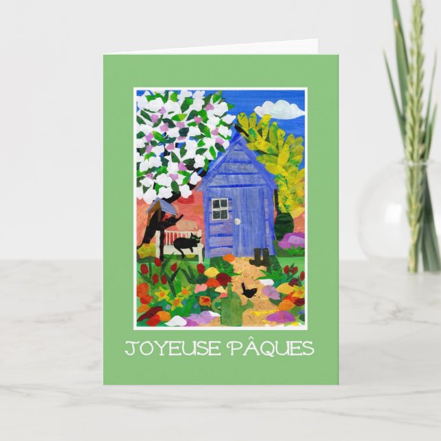 Cartão De Festividades 'Spring Garden' Easter Card - French Greeting (Frente)
