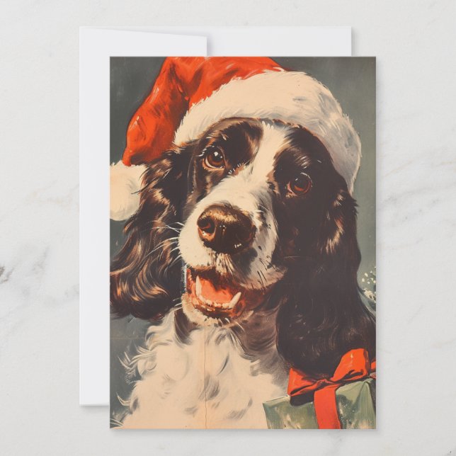 Cartão De Festividades Springer Spaniel Natal (Frente)