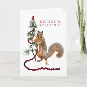 Cartão De Festividades Squirrel Cranberry Garland Season's Greeting Card