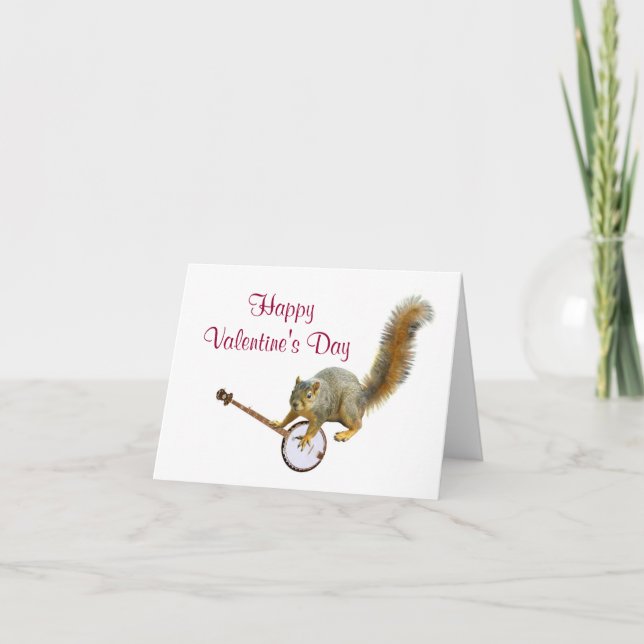 Cartão De Festividades Squirrel with Banjo Valentine's Card (Frente)