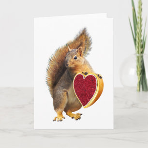 Cartão De Festividades Squirrel with Heart Candy Box Valentine's Day Card