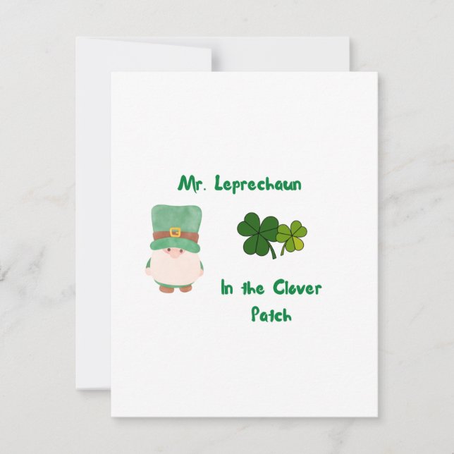 Cartão De Festividades Sr. Leprechaun no Clover Patch em um  (Frente)