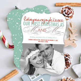 Cartão De Festividades Sr. & Sra. Primeiro Mistura de Natal Foto Casament