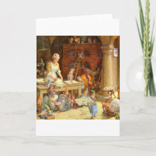 Cartão De Festividades Sra. Claus Assar Biscoito com duendes do papai