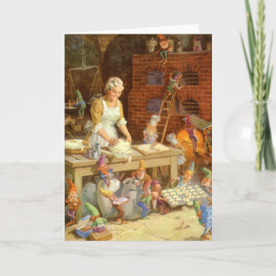 Cartão De Festividades Sra. Claus Assares Cookies com Papais noeis Elves