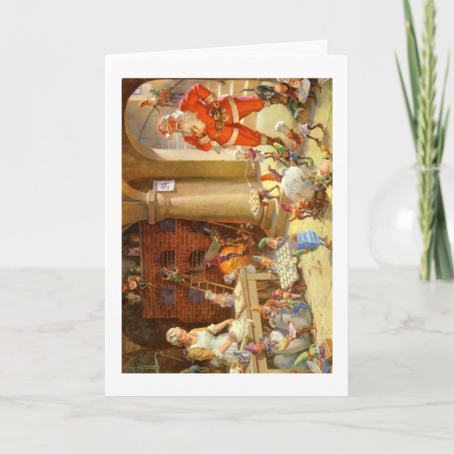 Cartão De Festividades Sra. Claus & Santas Elves cozinhando Cookies de Na (Frente)