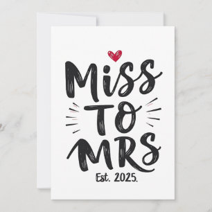Cartão De Festividades Srta. para Sra. Est. 2025 Casamento Marido Esposa