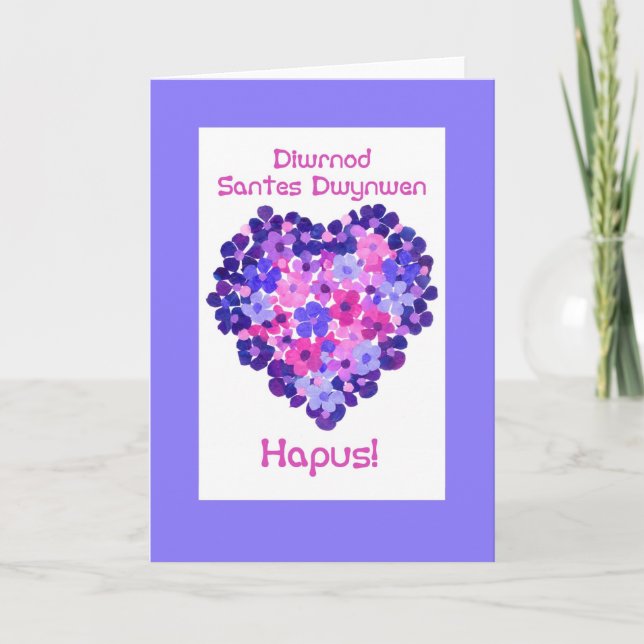 Cartão De Festividades St Dwynwen's Day Heart of Flowers, Welsh Greeting (Frente)