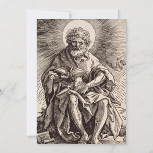 Cartão De Festividades St. João Baptista segurando o Cordeiro 