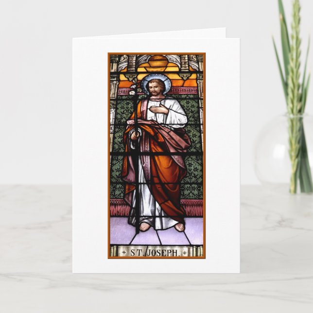 Cartão De Festividades St. Joseph pray for us - stained glass window (Frente)
