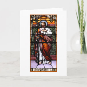 Cartão De Festividades St. Joseph pray for us - stained glass window