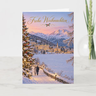 Cartão De Festividades St Moritz Inverno no Lago Feliz Natal