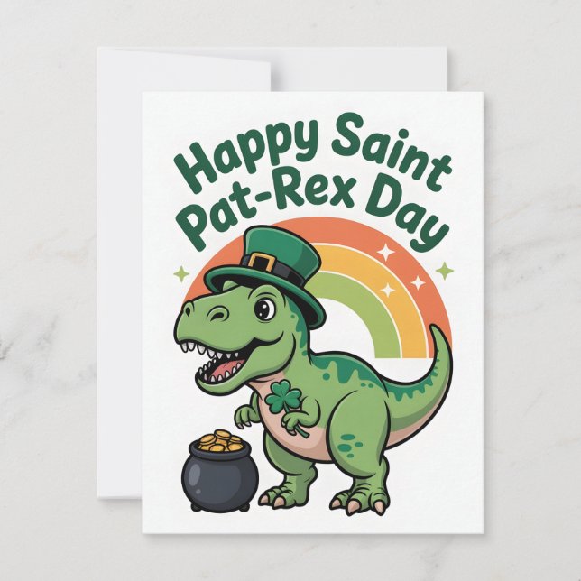 Cartão De Festividades St Patrick’s Day Card Cute Dino (Frente)