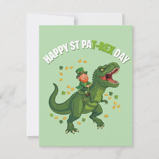 Cartão De Festividades St Patrick’s Day Card for Boys Dinosaur (Frente)