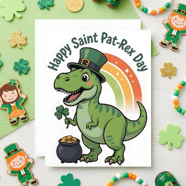 Cartão De Festividades St Patrick’s Day Card Pat Rex Dino