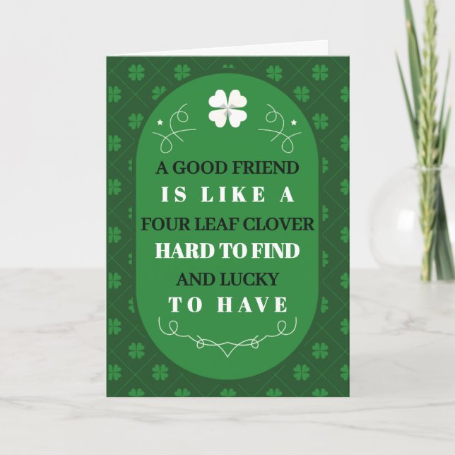 Cartão De Festividades St. Patrick’s Day Four Leaf Clover Friendship (Frente)