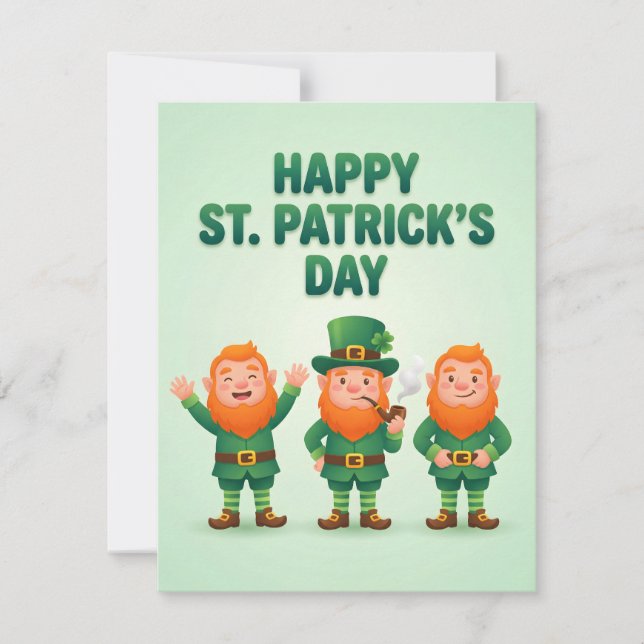 Cartão De Festividades St Patrick's Day Card for Kids Leprechaun (Frente)