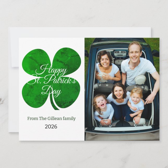 Cartão De Festividades St. patrick's day Green Shamrocks family photo (Frente)