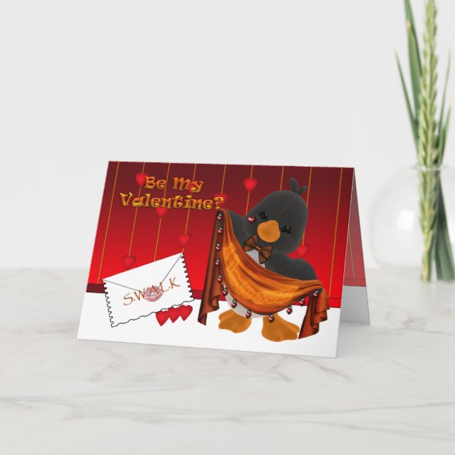 Cartão De Festividades St.Valentine's Day Card, Valentine Penguin Hearts (Frente)