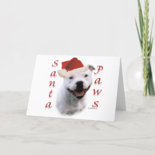 Cartão De Festividades Staffordshire Bull Terrier Papais noeis Paws