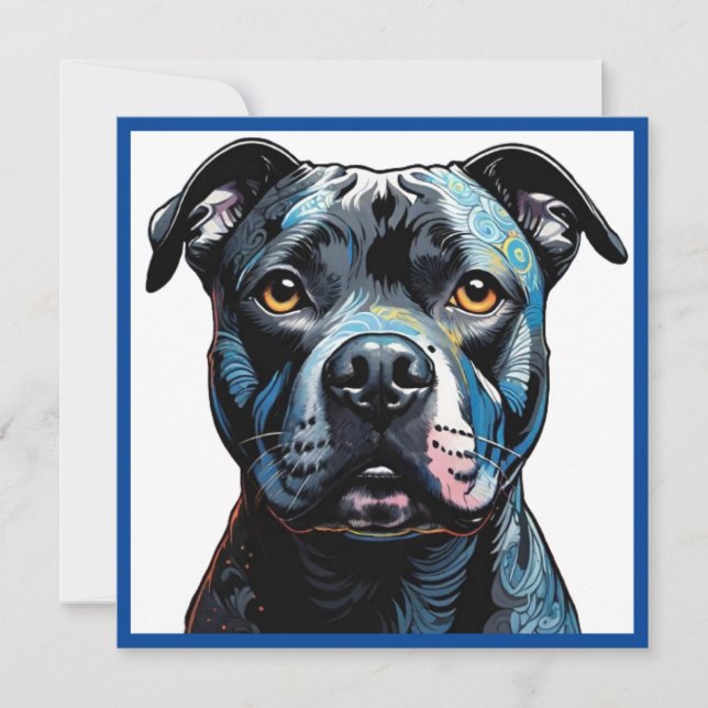 Cartão De Festividades Staffordshire Bull Terrier (Staffy) Foil Notecard (Frente)