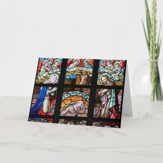Cartão De Festividades Stained Glass Christmas Card (Frente)