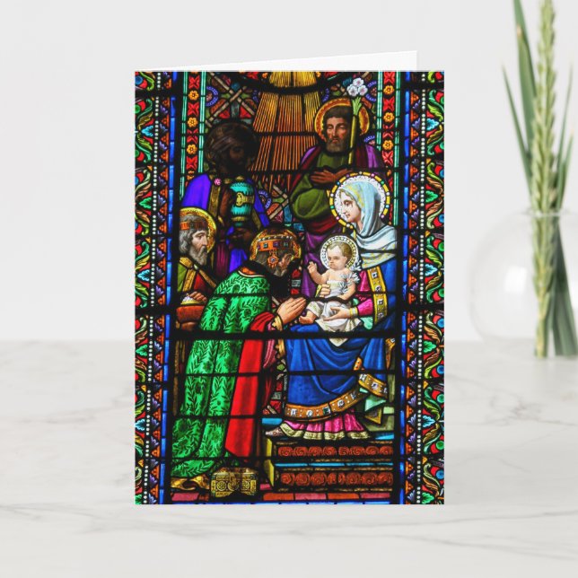 Cartão De Festividades Stained Glass Christmas Card (Frente)