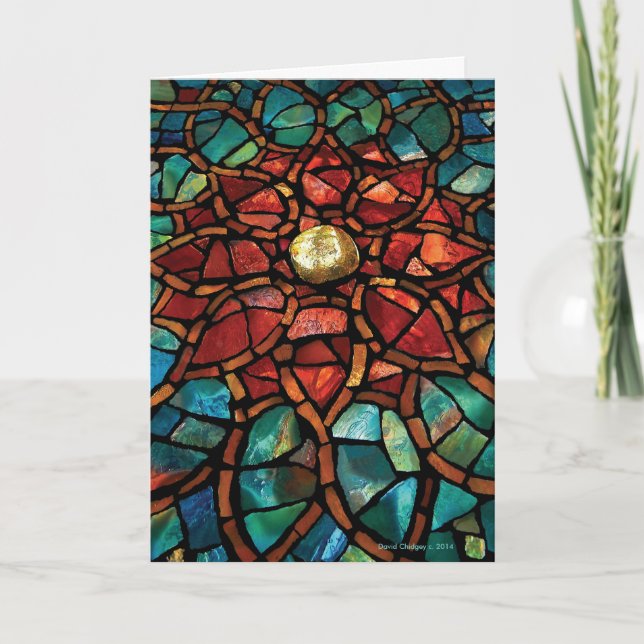 Cartão De Festividades Stained Glass Merry Christmas/Happy New Year Card (Frente)