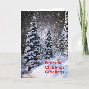 Cartão De Festividades Star Cluster Snowy Trees Christmas Card
