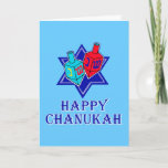 Cartão De Festividades Star & Dreidel<br><div class="desc">A Happy Chanukah to all with this Jewish star and pair of dreidels.</div>