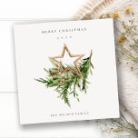 Cartão De Festividades Star Ornament Pine Branch Fauna Feliz Natal<br><div class="desc">Se precisar de mais alguma personalização,  por favor,  sinta-se à vontade para me enviar uma mensagem em yellowfebstudio@gmail.com.</div>