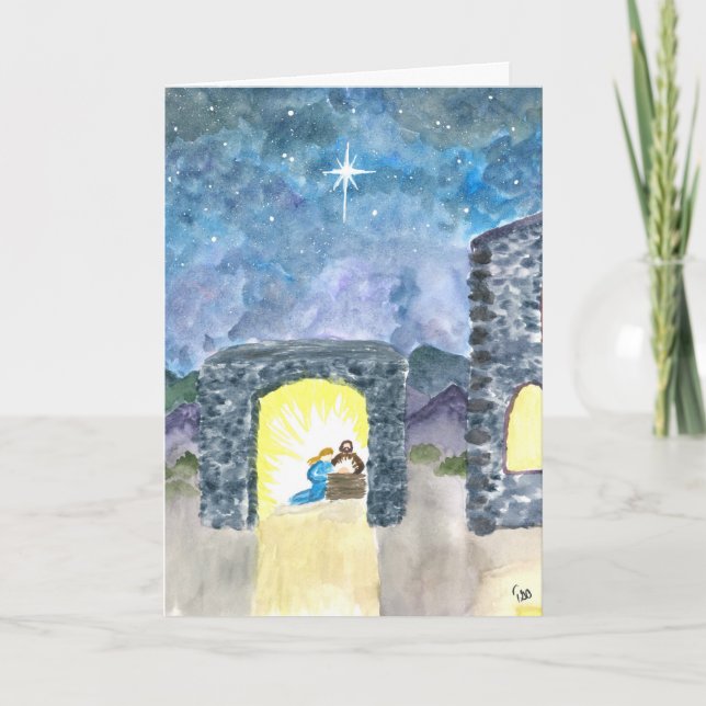 Cartão De Festividades Star Over the Stable Christmas Card (Frente)