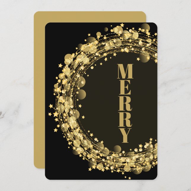 Cartão De Festividades Star Wreath no Natal Negro (Frente/Verso)