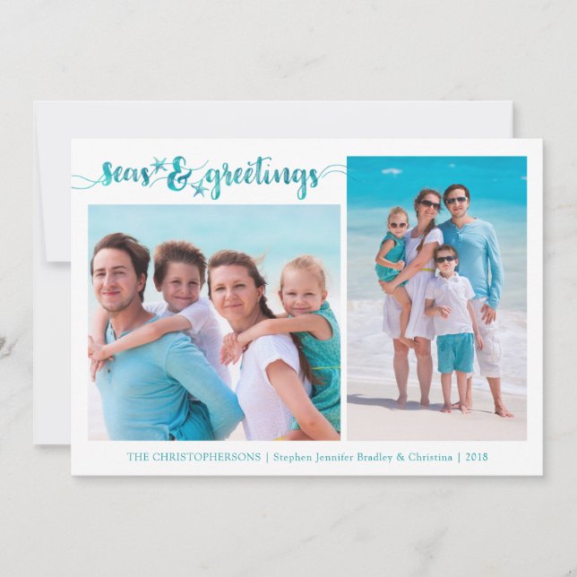 Cartão De Festividades Starfish Tropical SEAsons Saudações | Duas Fotos (Frente)