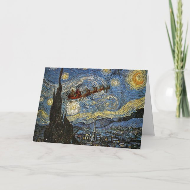 Cartão De Festividades Starry Christmas Night Card (Frente)